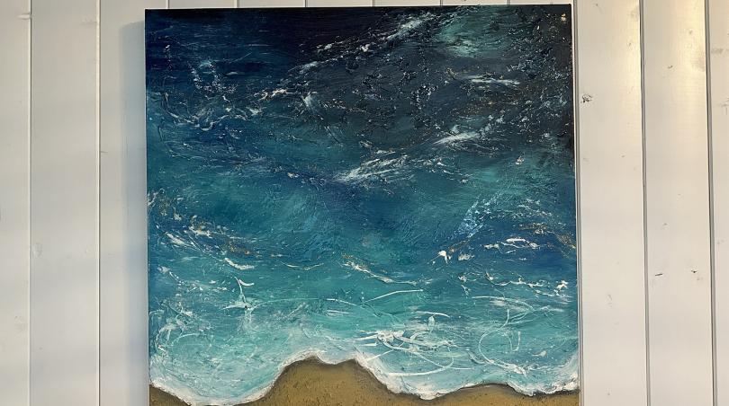 Abstract Textured Acrylic Beach Painting with Tracey Hayes Ferry